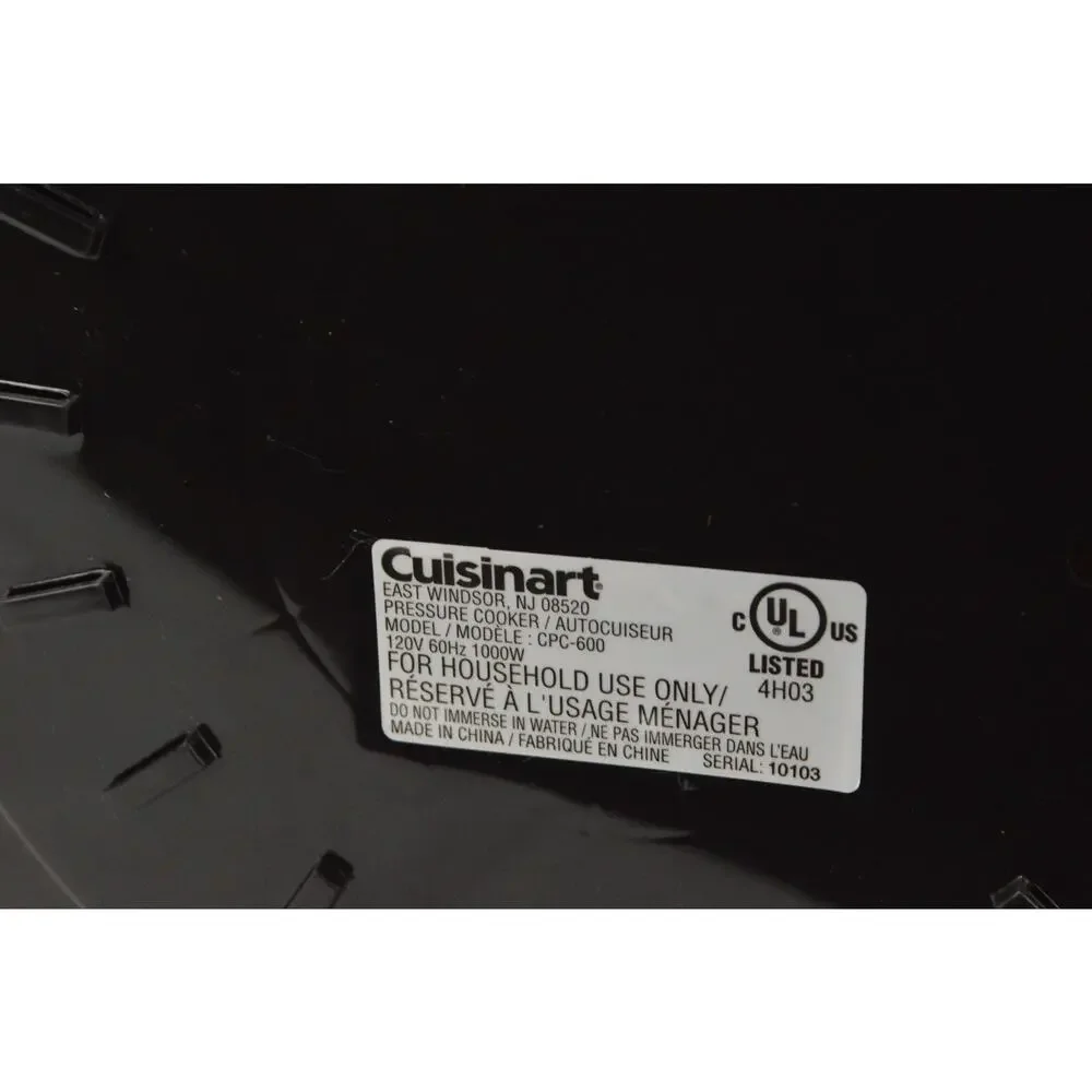 Cuisinart CPC-600 6 Qt Electric Pressure Cooker 1000W Stainless Steel Tested